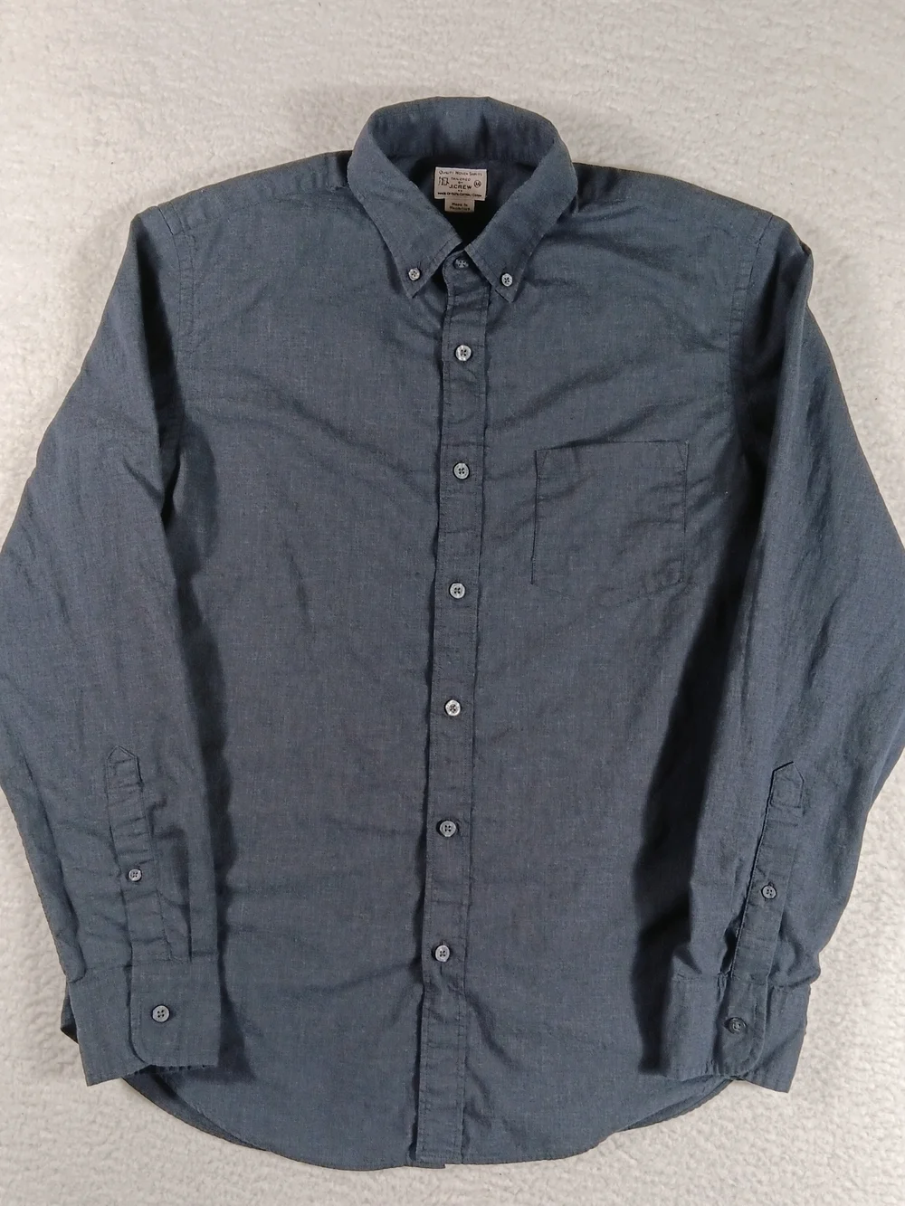 J Crew Shirt Mens Medium Charcoal Chambray Long Sleeve Button Down Preppy